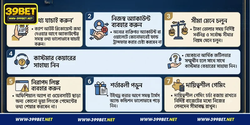 399BET থেকে টাকা তোলার সময় গুরুত্বপূর্ণ বিষয়সমূহ